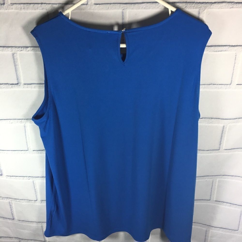 Carmen Marc Valvo Womens Blue Sleeveless Top 1X - Picture 2 of 4